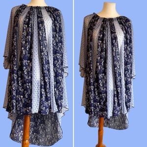 Free People Because I Love You Printed Oversized Tunic Dress XL